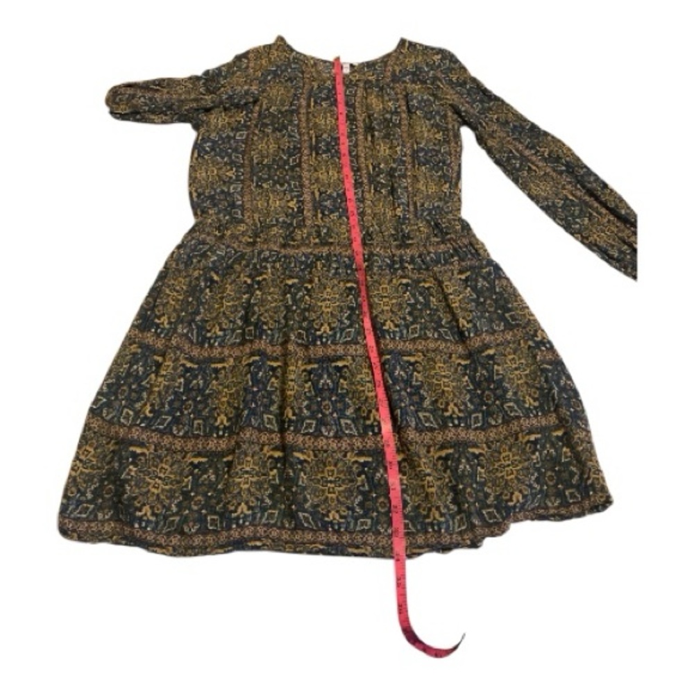 Sonoma Blue Gold Long Sleeve Mini Dress Abstract Print Lightweight Size Large - Picture 10 of 13